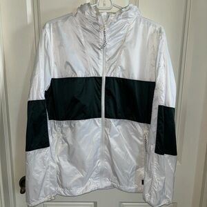 Abercrombie & Fitch Men’s White and Black Lightweight Windbreaker Jacket